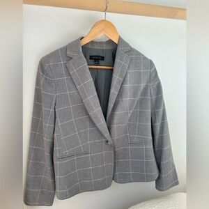 Ann Taylor Classic Gray Checkered Jacket Size 6